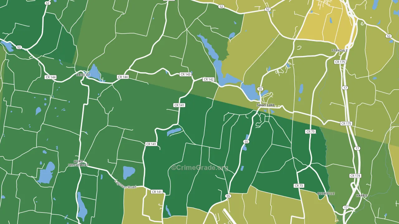 Swan Lake, NY Map of Vandalism Rates