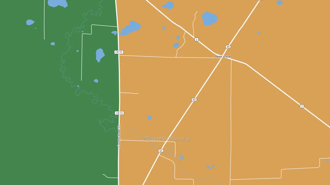 Swan River, MN Map of Vandalism Rates