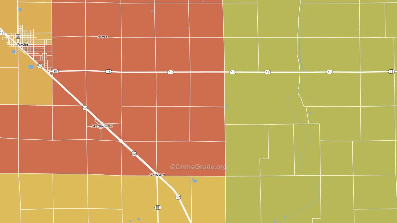 Swanington, IN Map of Vandalism Rates