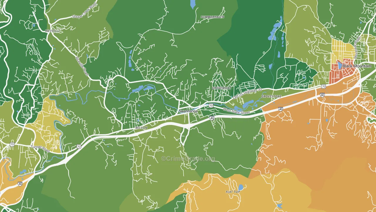 Swannanoa, NC Map of Vandalism Rates