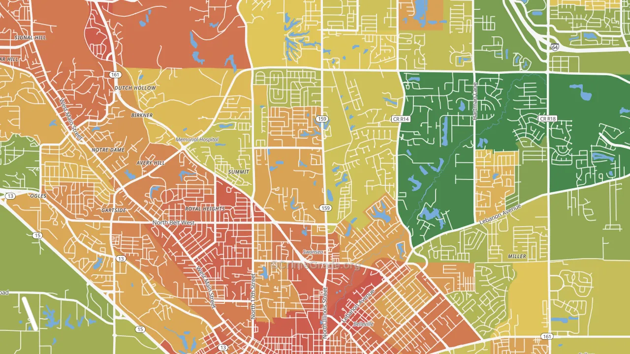 Swansea, IL Map of Vandalism Rates