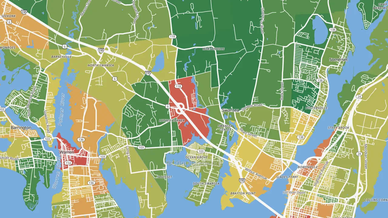 Swansea, MA Map of Vandalism Rates