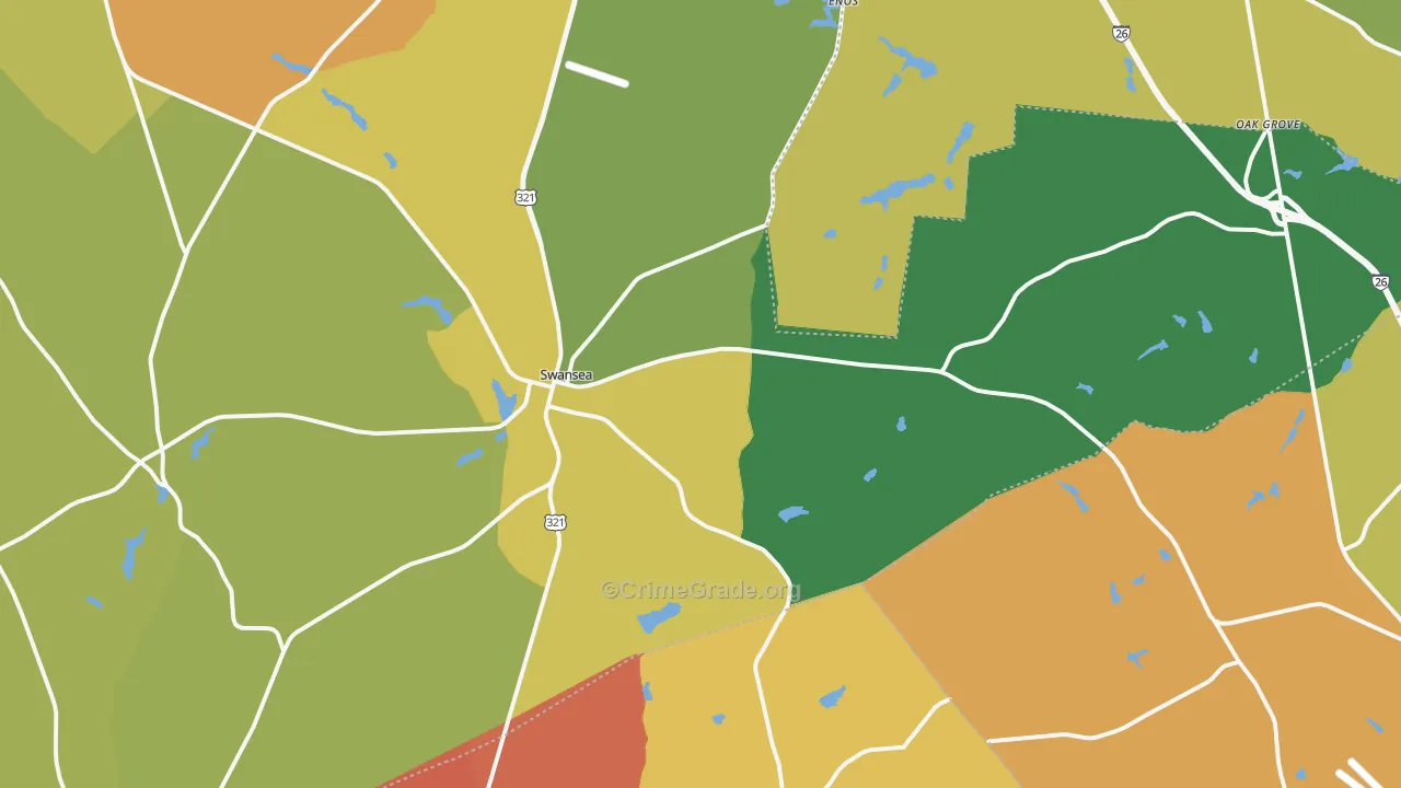 Swansea, SC Map of Vandalism Rates