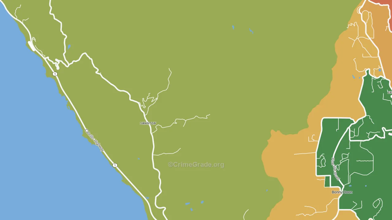 Swanton, CA Map of Vandalism Rates