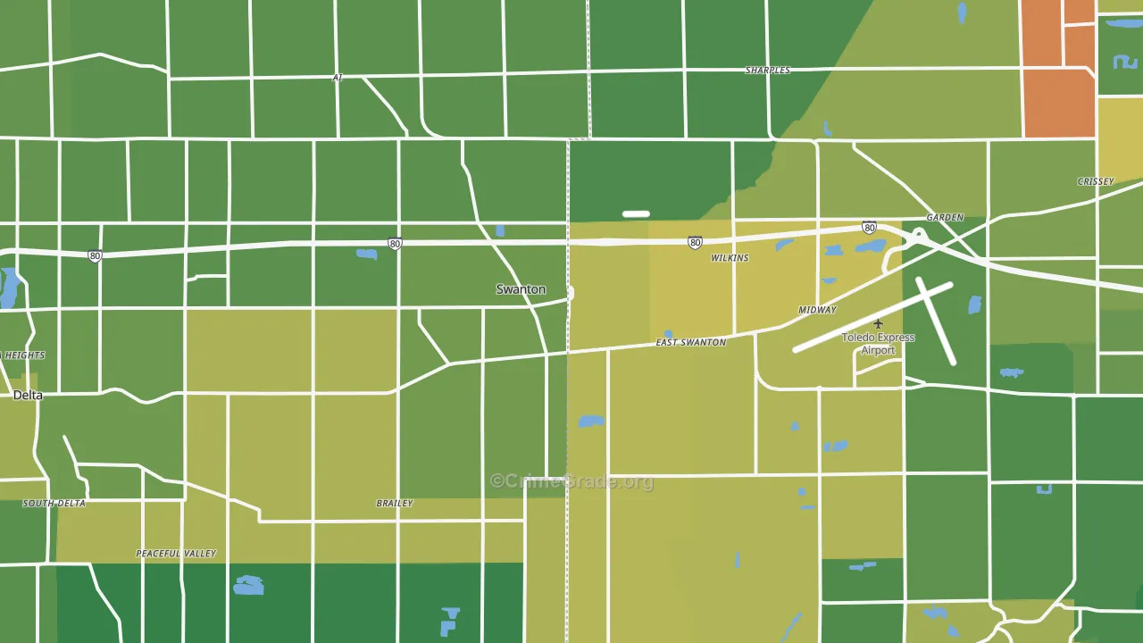 Swanton, OH Map of Vandalism Rates