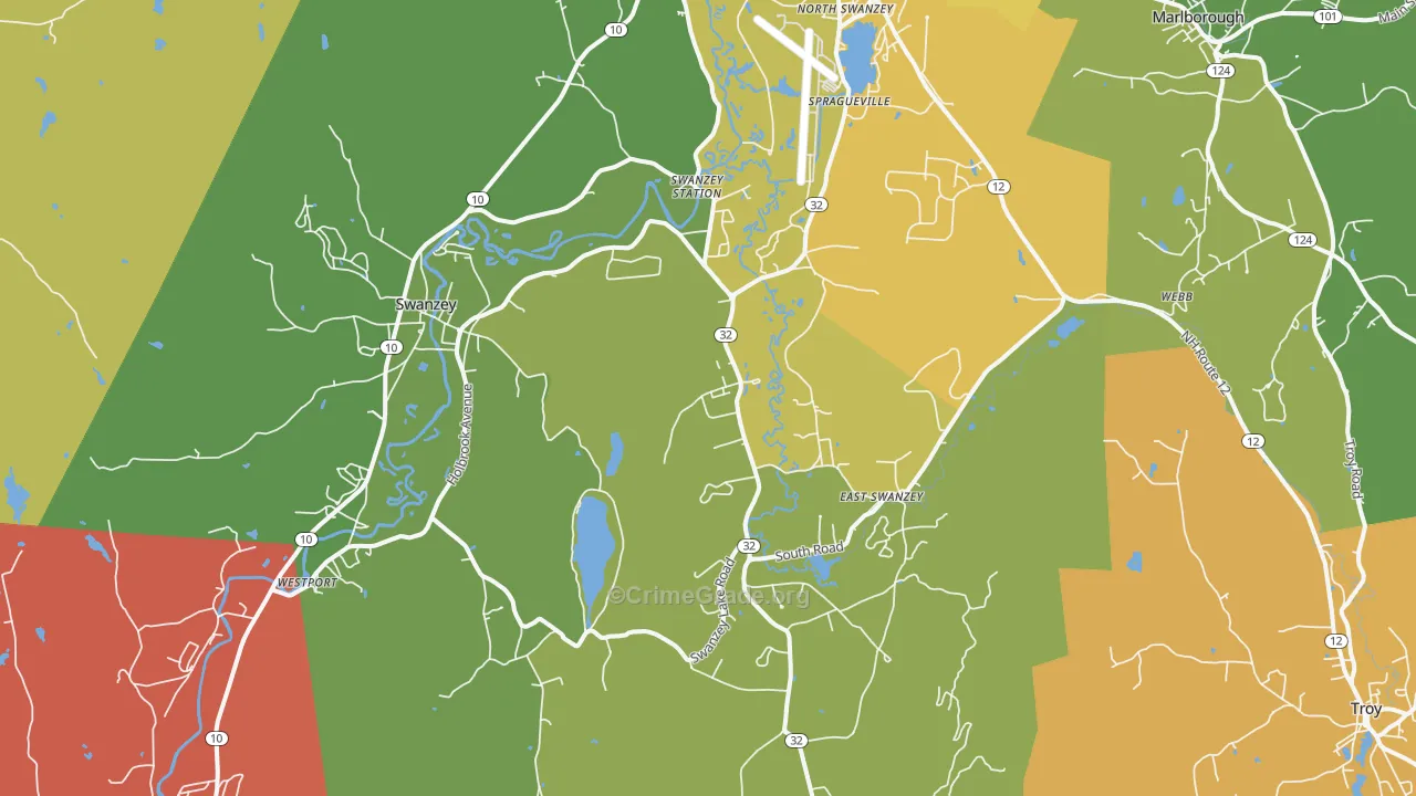 Swanzey, NH Map of Vandalism Rates