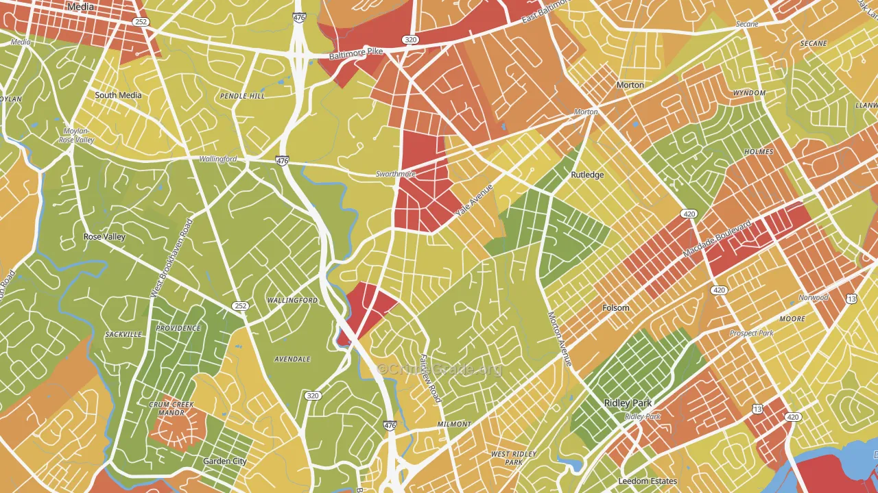 Swarthmore, PA Map of Vandalism Rates