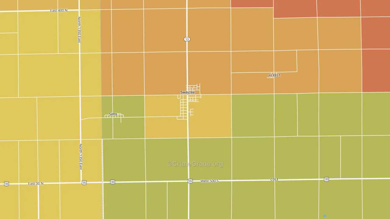Swayzee, IN Map of Vandalism Rates