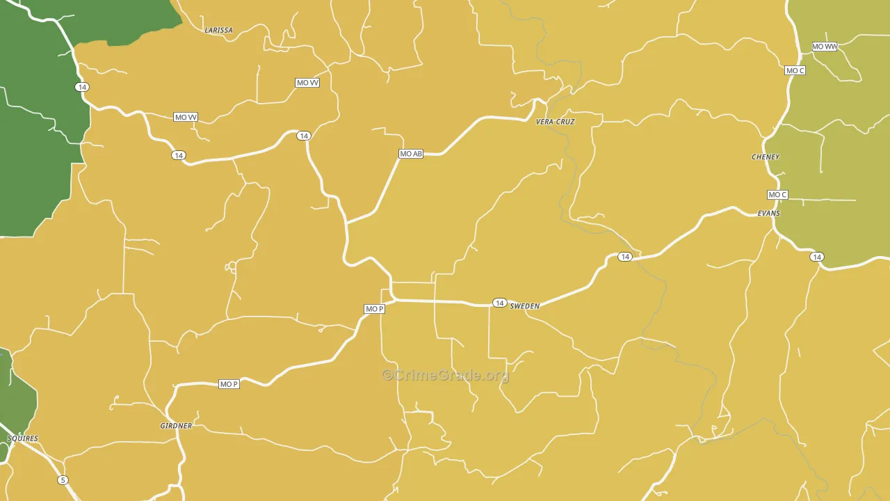 Sweden, MO Map of Vandalism Rates