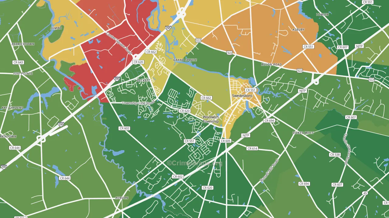 Swedesboro, NJ Map of Vandalism Rates
