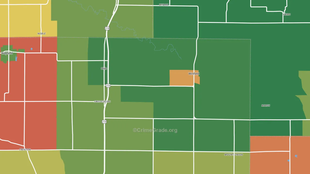 Swedesburg, IA Map of Vandalism Rates