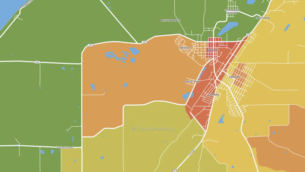 Swedetown, MI Map of Vandalism Rates
