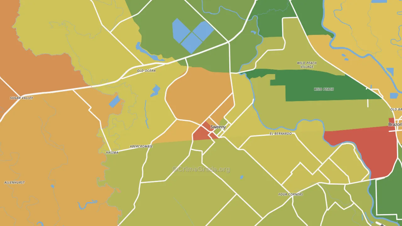 Sweeny, TX Map of Vandalism Rates