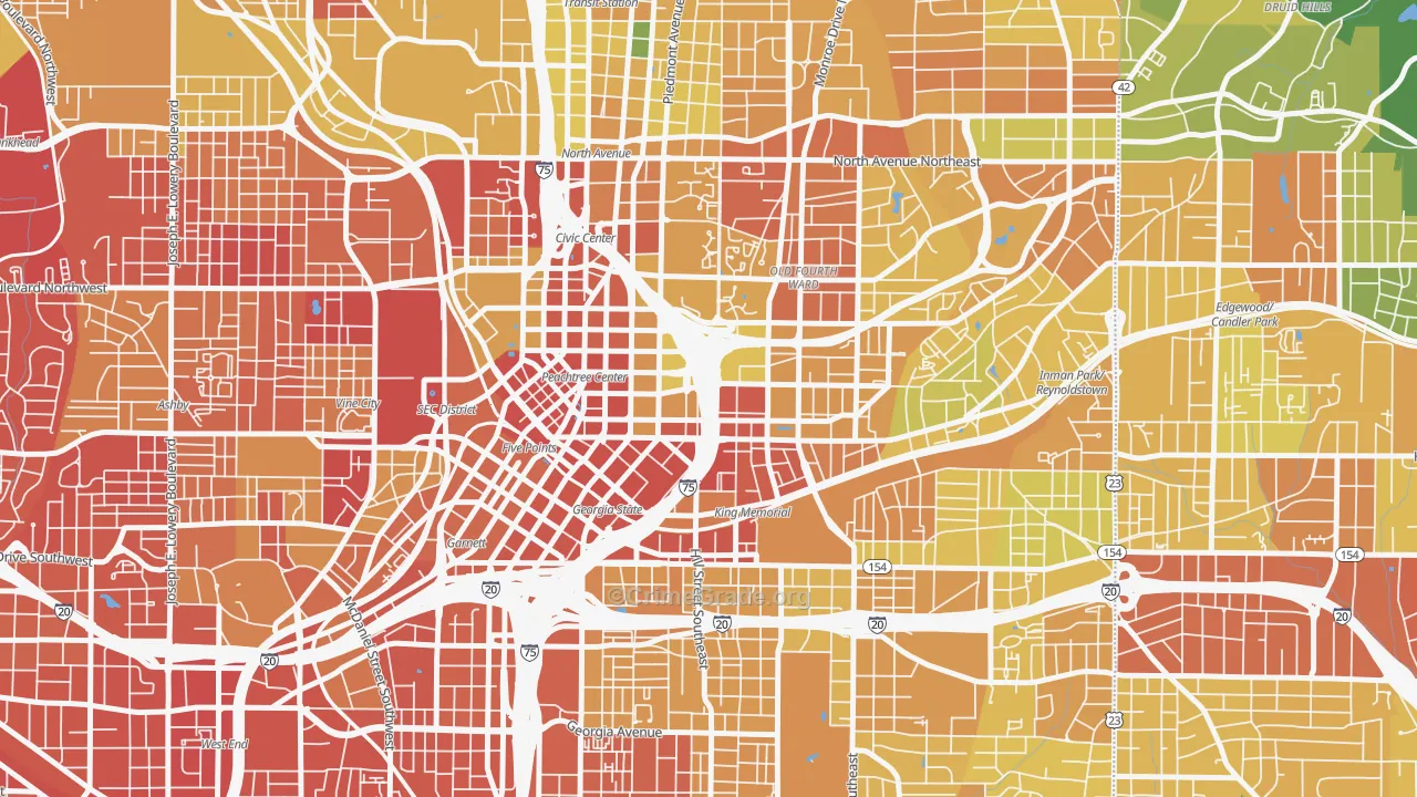 Sweet Auburn, Atlanta, GA Map of Vandalism Rates