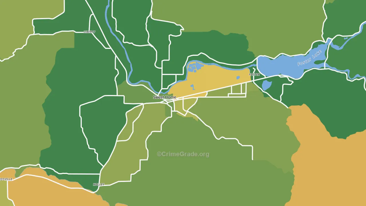 Sweet Home, OR Map of Vandalism Rates