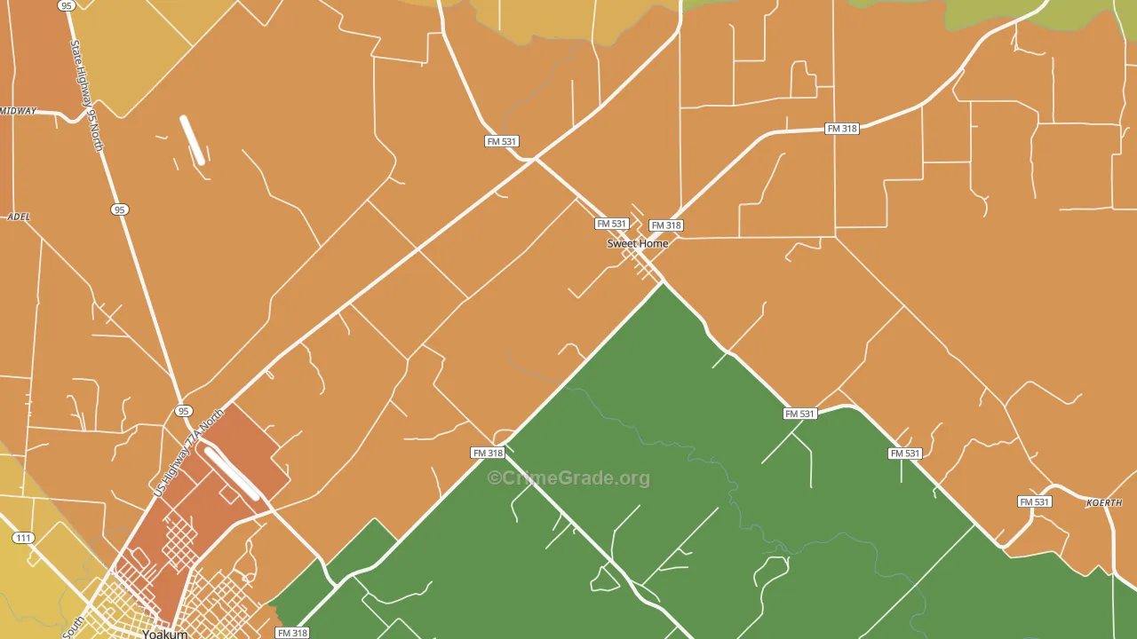 Sweet Home, TX Map of Vandalism Rates