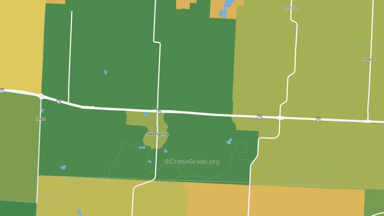 Sweet Springs, MO Map of Vandalism Rates