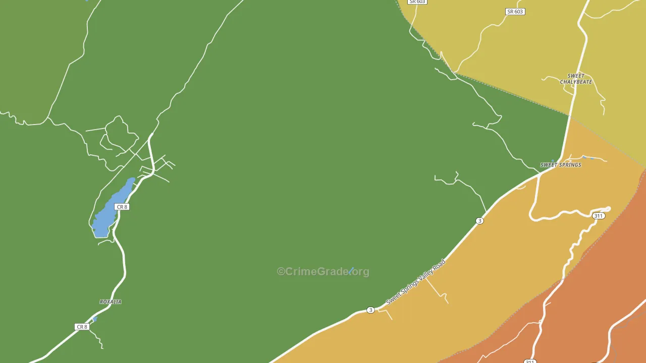 Sweet Springs, WV Map of Vandalism Rates