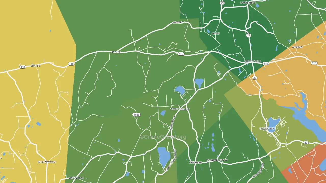 Sweet Valley, PA Map of Vandalism Rates