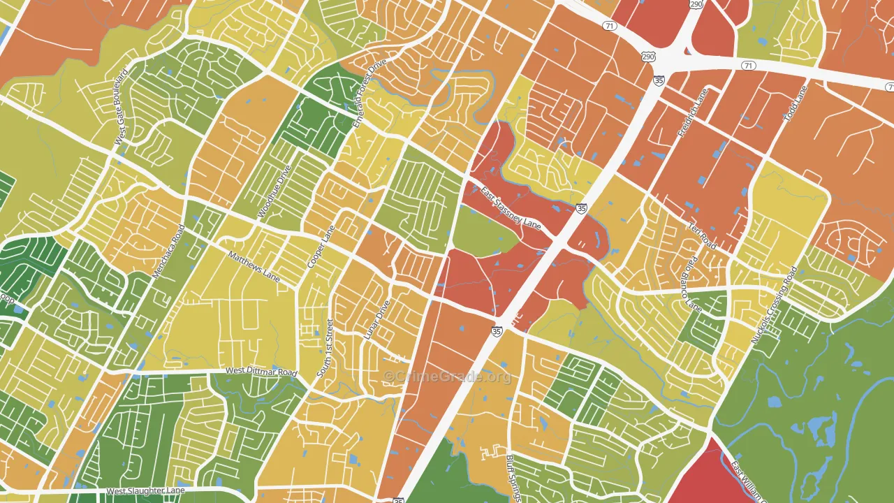 Sweetbriar, Austin, TX Map of Vandalism Rates