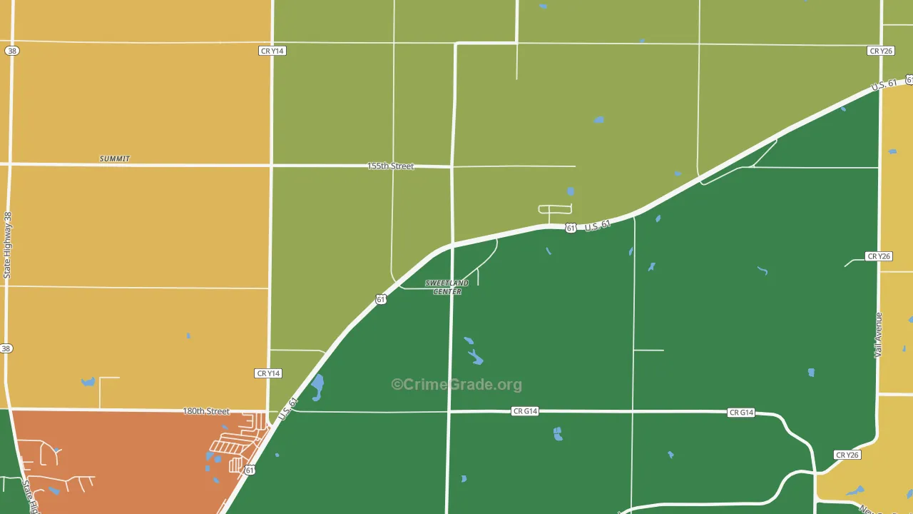 Sweetland Center, IA Map of Vandalism Rates