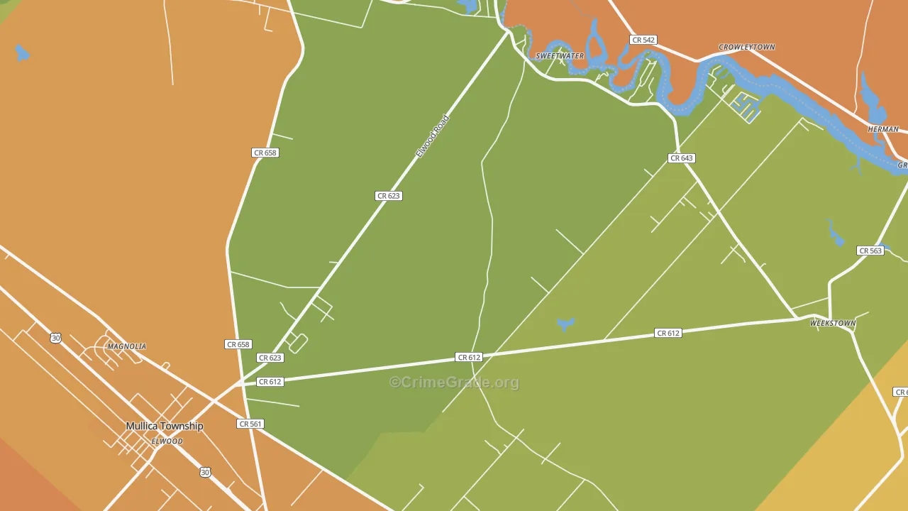Sweetwater, NJ Map of Vandalism Rates