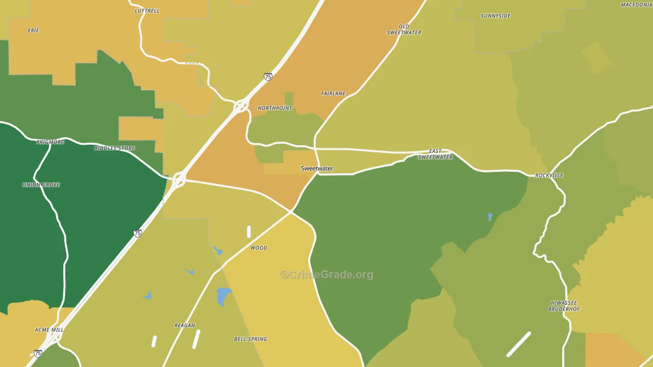 Sweetwater, TN Map of Vandalism Rates