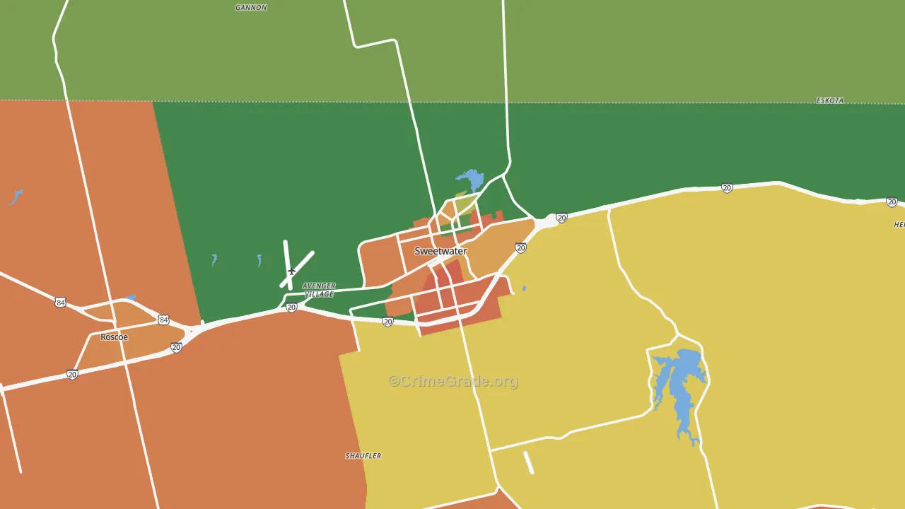 Sweetwater, TX Map of Vandalism Rates