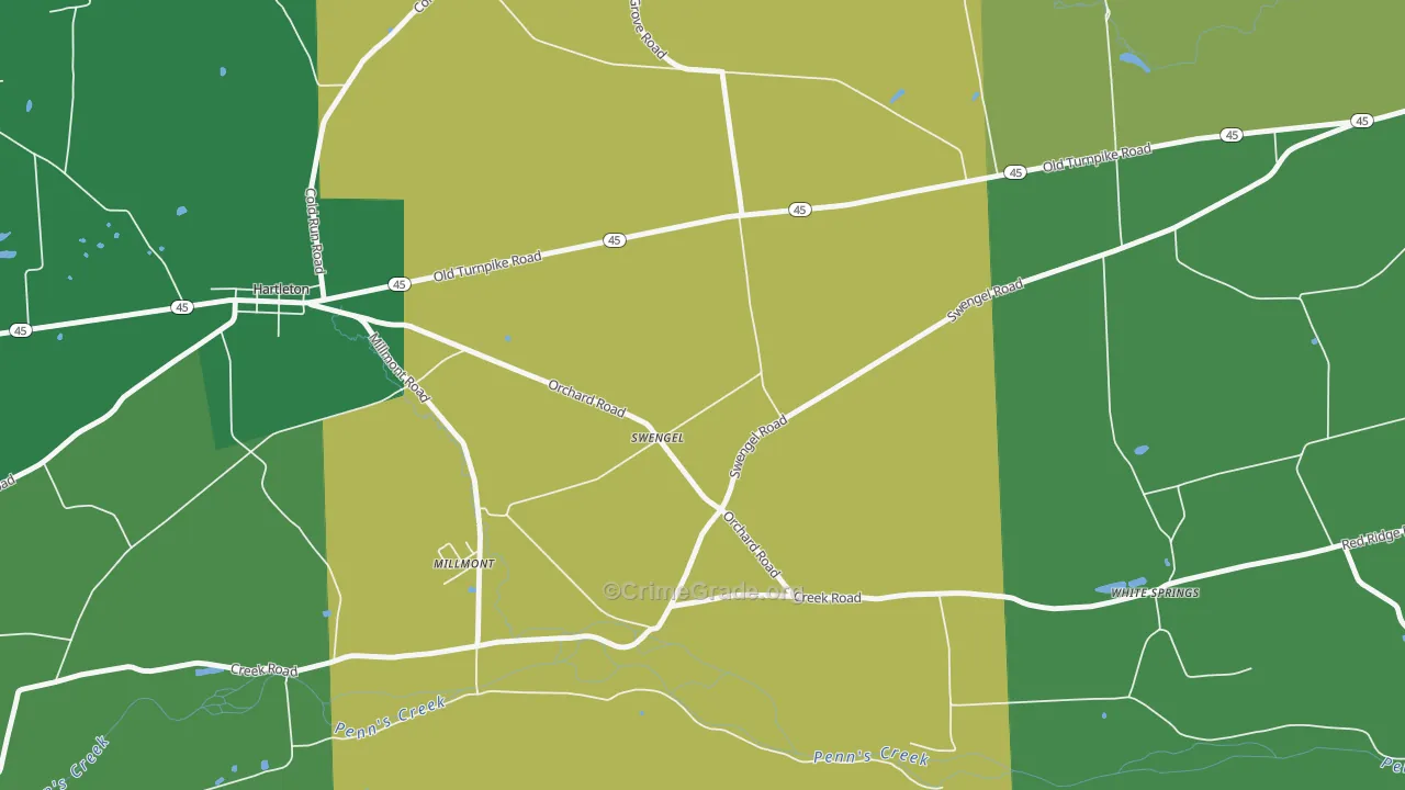 Swengel, PA Map of Vandalism Rates