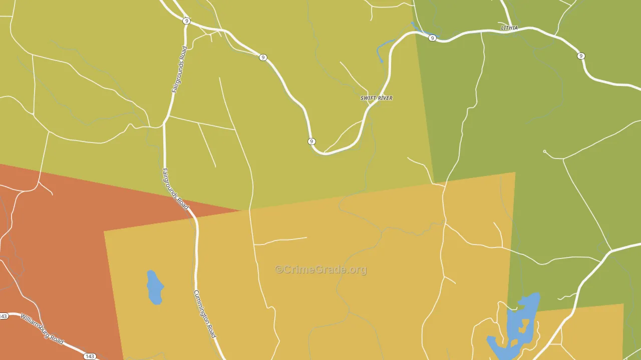 Swift River, MA Map of Vandalism Rates