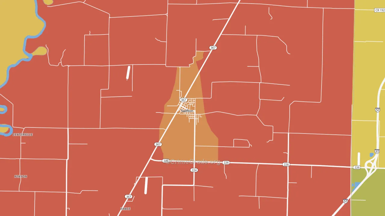 Swifton, AR Map of Vandalism Rates