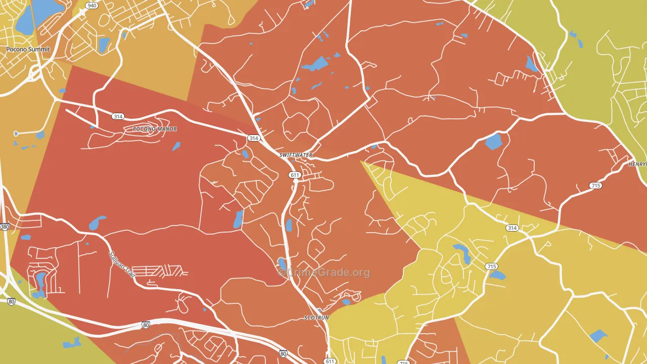 Swiftwater, PA Map of Vandalism Rates