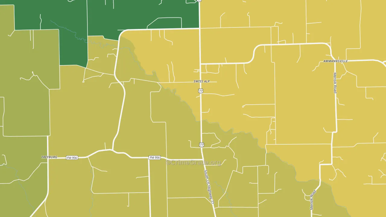 Swiss Alp, TX Map of Vandalism Rates