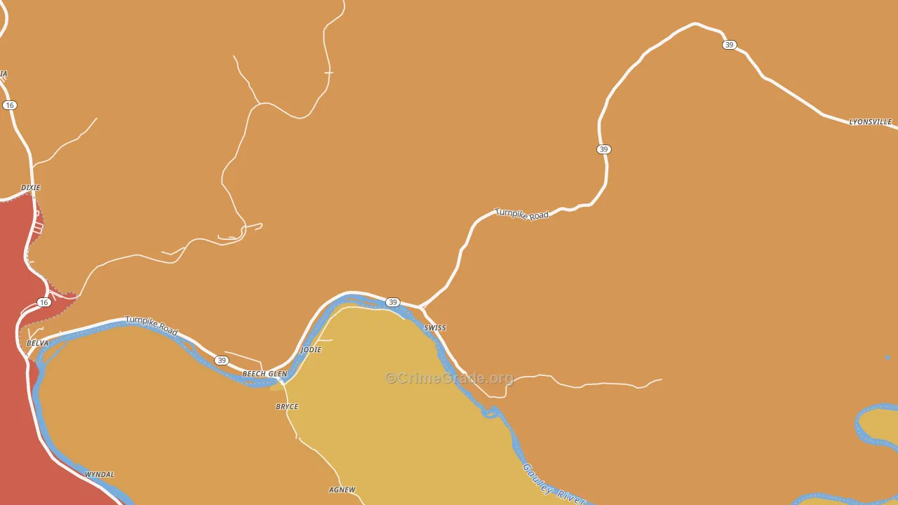 Swiss, WV Map of Vandalism Rates