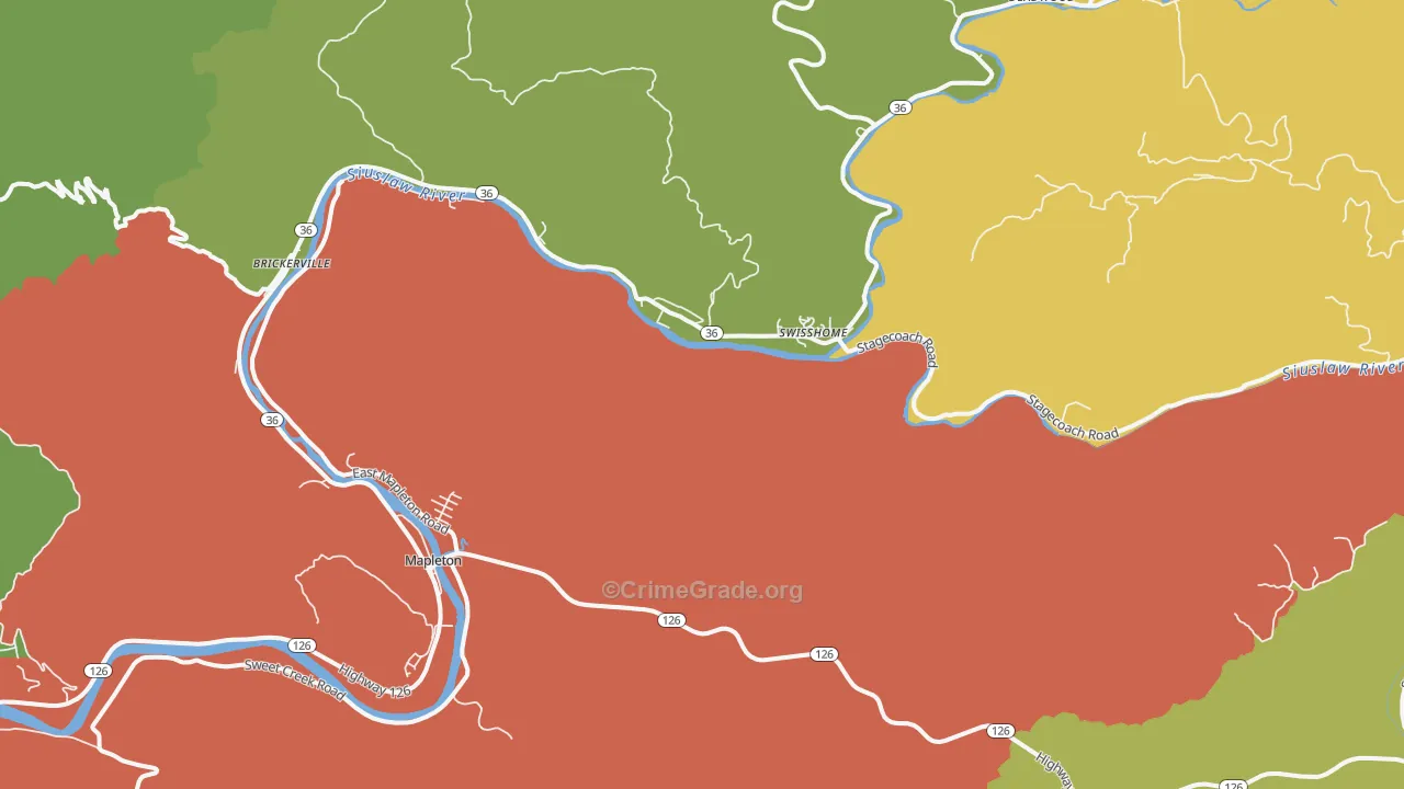 Swisshome, OR Map of Vandalism Rates