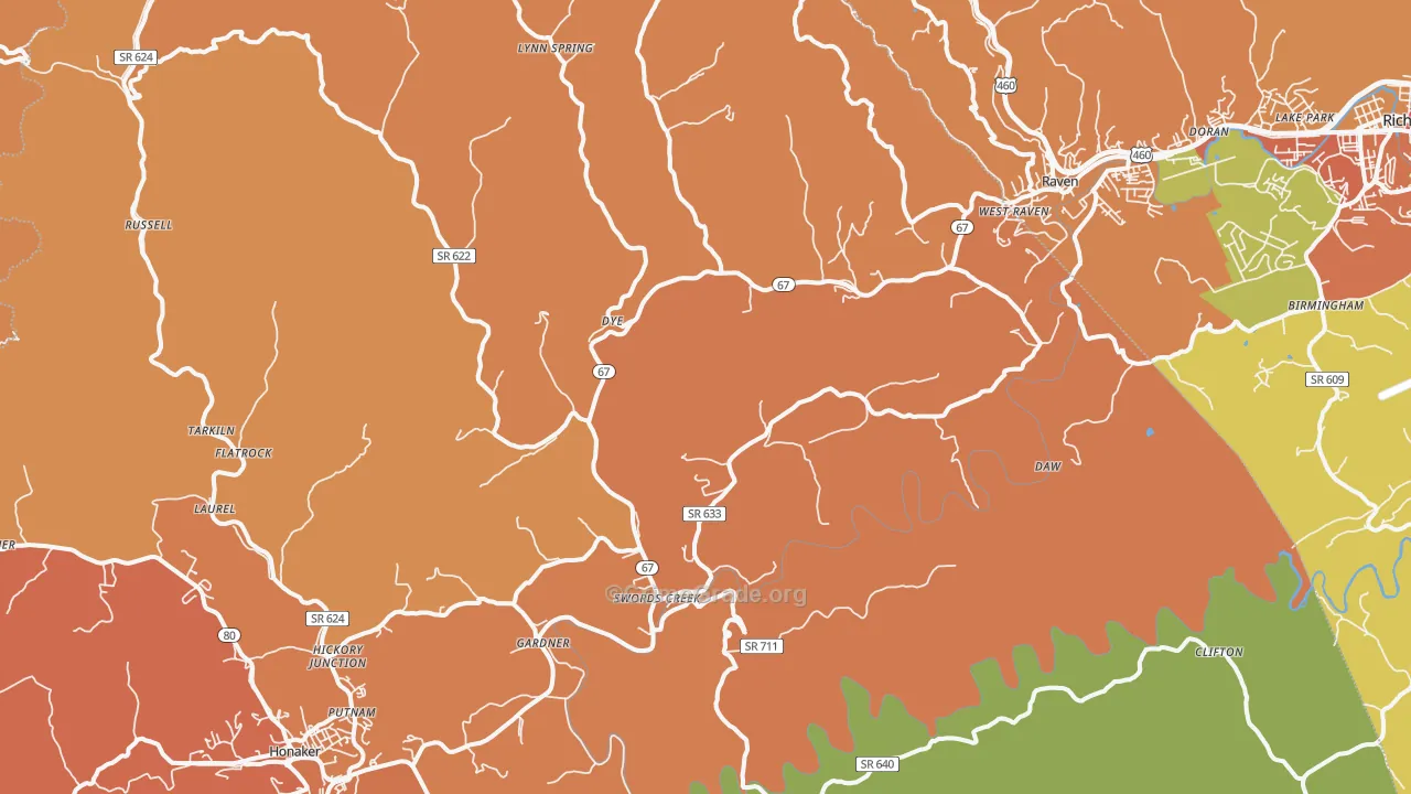 Swords Creek, VA Map of Vandalism Rates