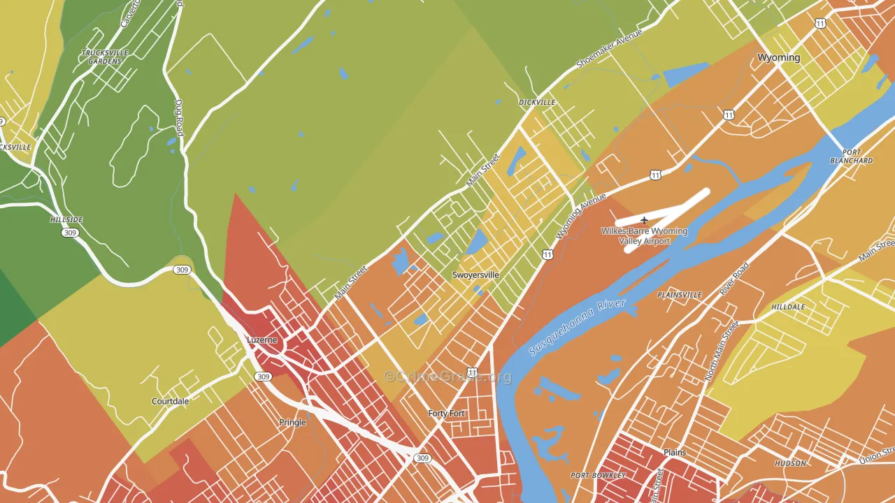 Swoyersville, PA Map of Vandalism Rates