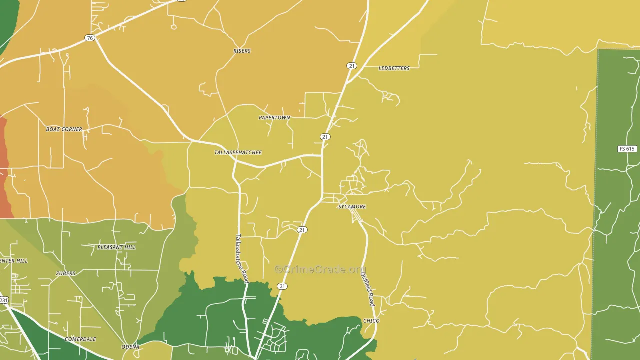 Sycamore, AL Map of Vandalism Rates