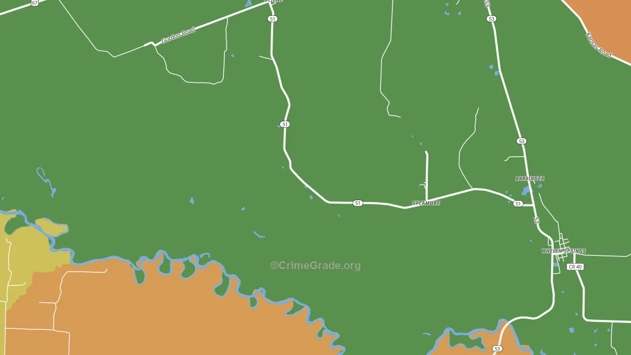 Sycamore, AR Map of Vandalism Rates