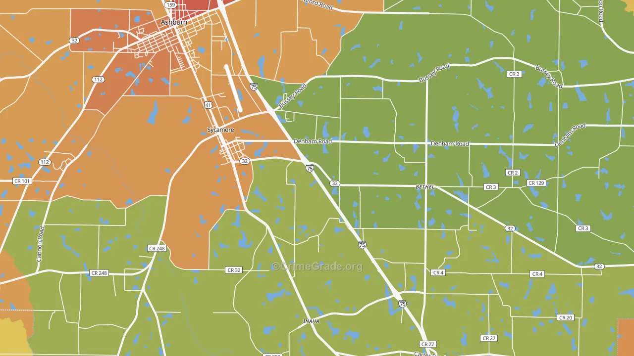 Sycamore, GA Map of Vandalism Rates