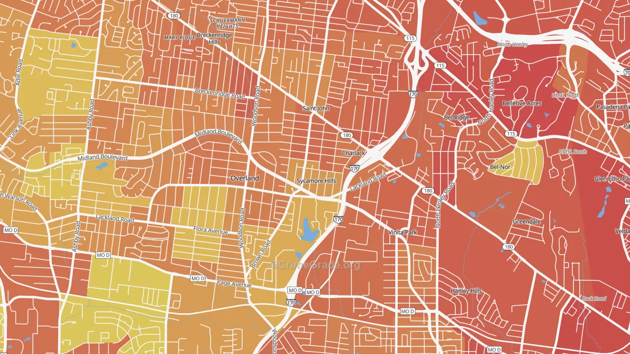 Sycamore Hills, MO Map of Vandalism Rates