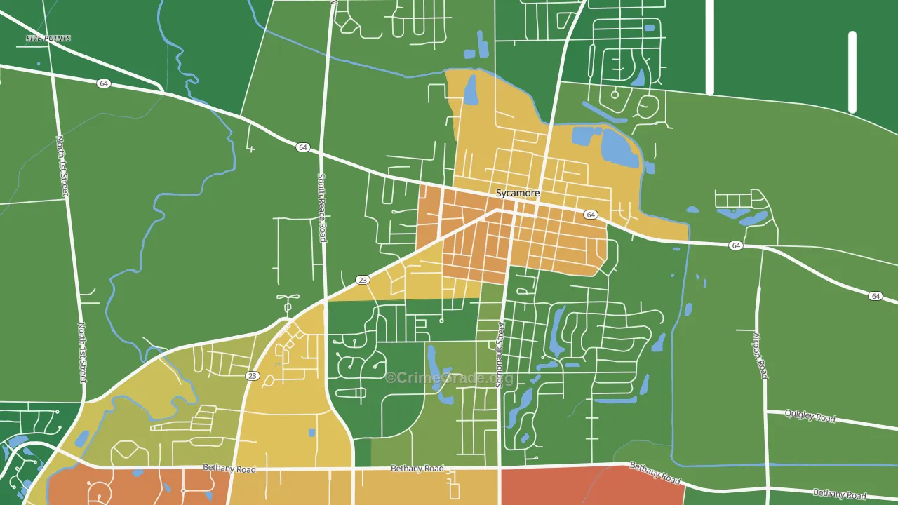 Sycamore Manor, Sycamore, IL Map of Vandalism Rates