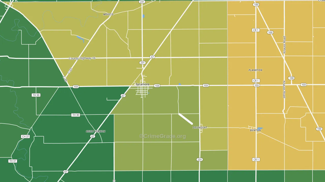 Sycamore, OH Map of Vandalism Rates