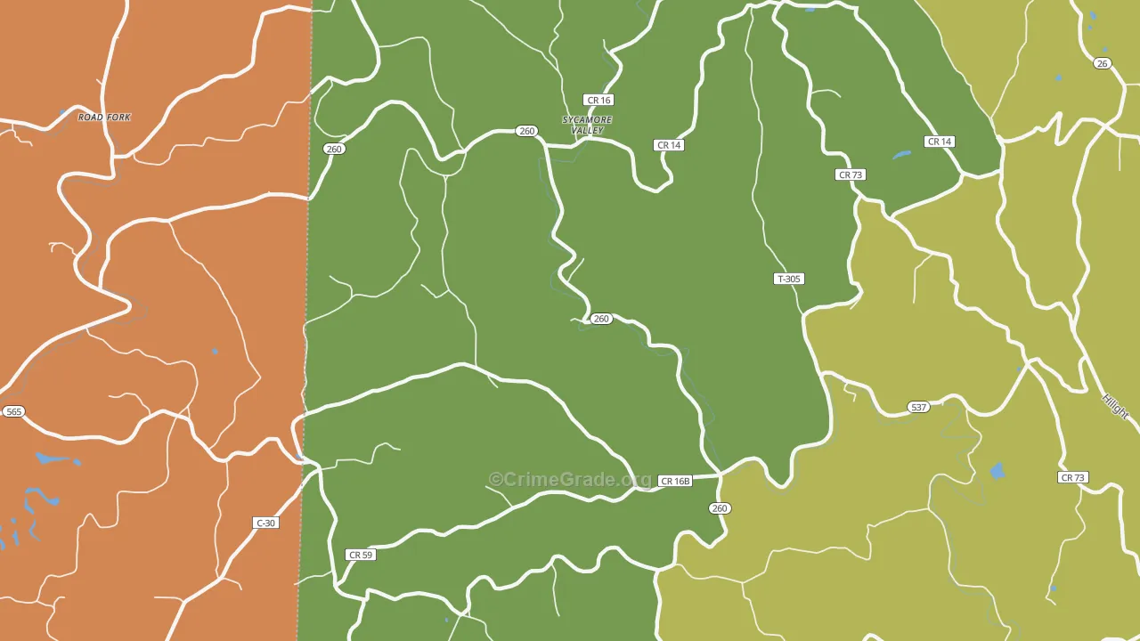 Sycamore Valley, OH Map of Vandalism Rates