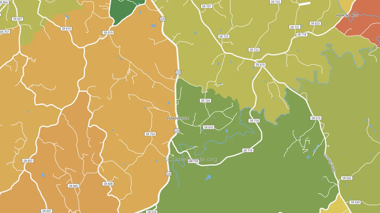 Sydnorsville, VA Map of Vandalism Rates