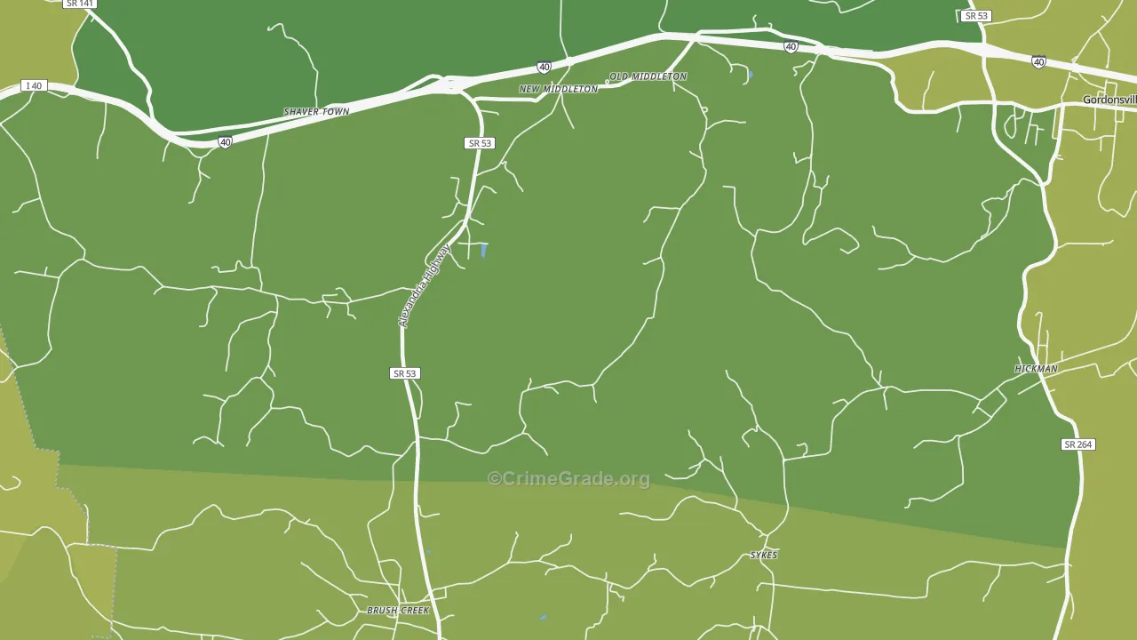 Sykes, TN Map of Vandalism Rates