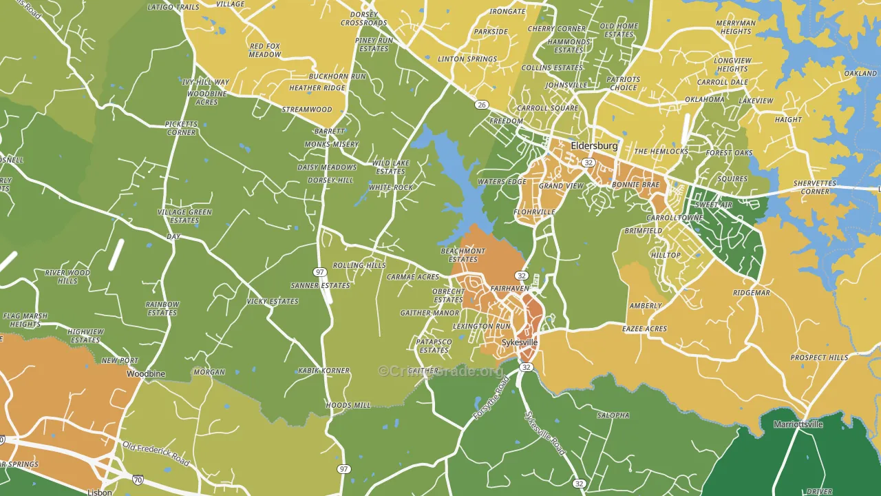 Sykesville, MD Map of Vandalism Rates