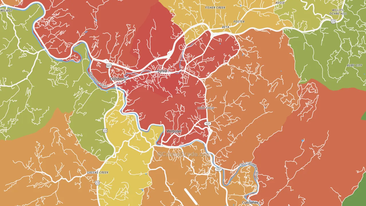 Sylva, NC Map of Vandalism Rates