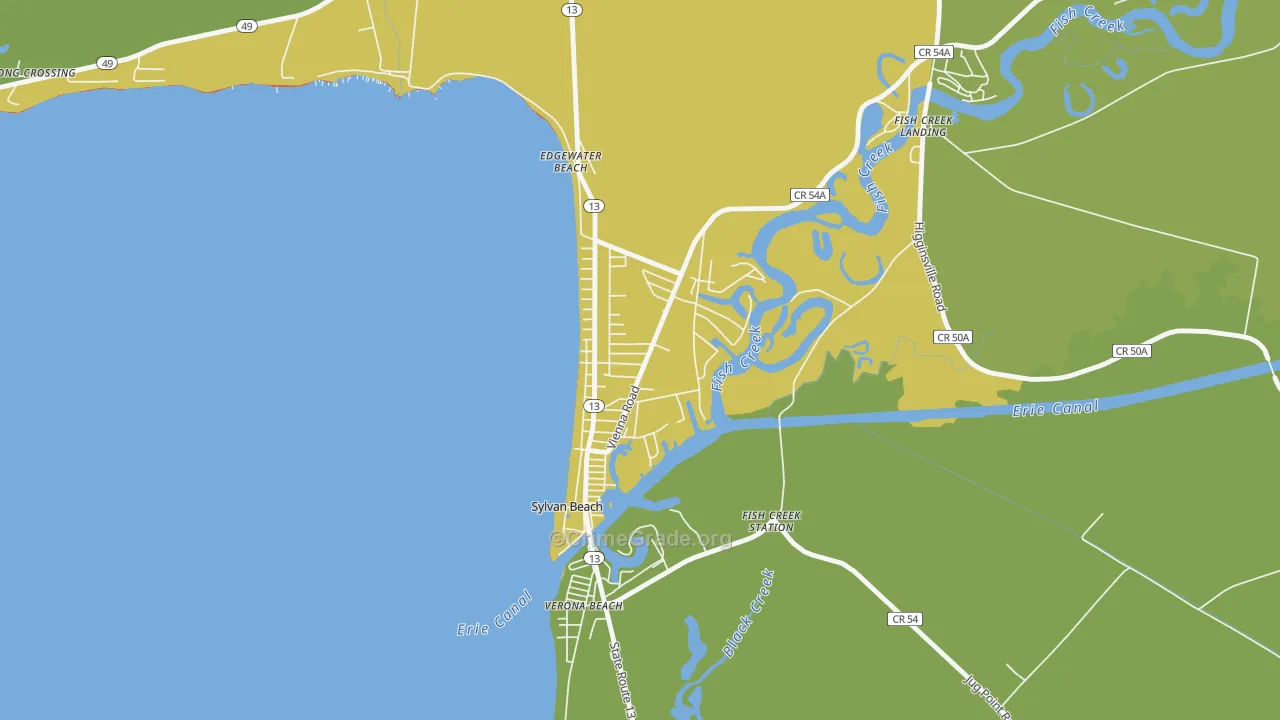 Sylvan Beach, NY Map of Vandalism Rates