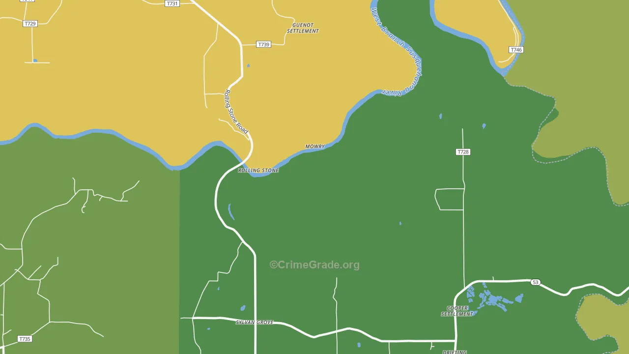 Sylvan Grove, PA Map of Vandalism Rates